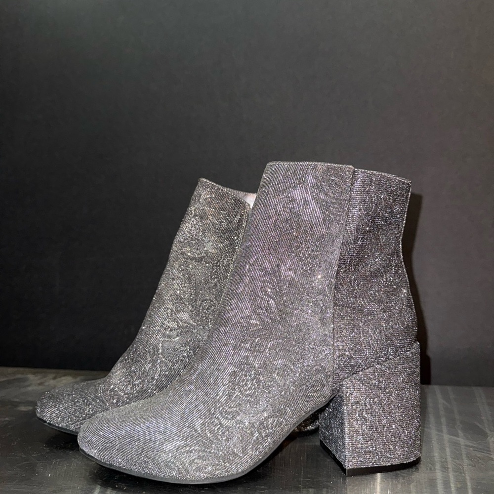 Sparkly Silver Ankle Boot Heels
